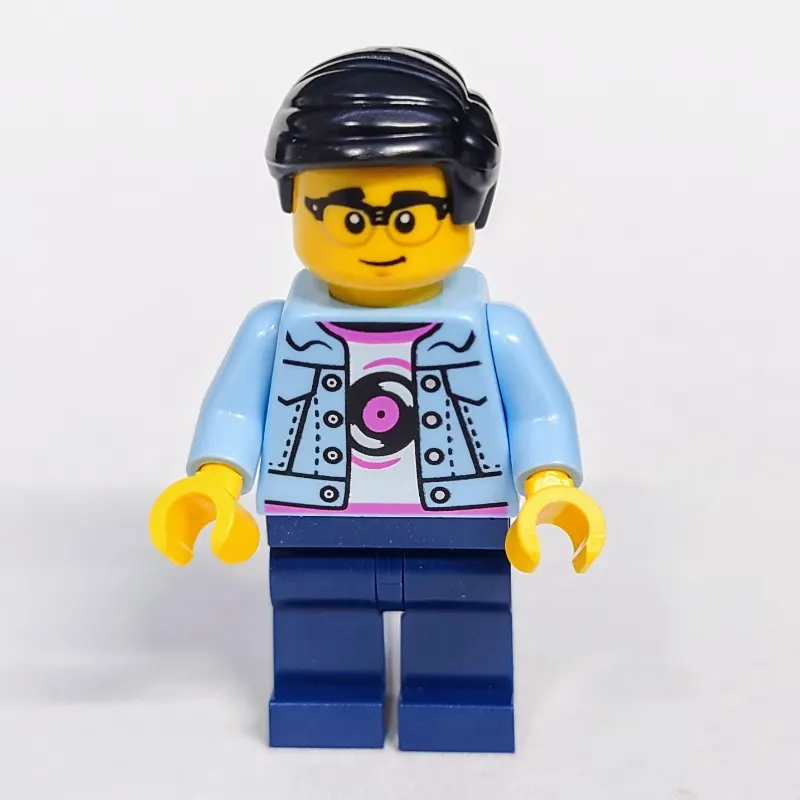 Bright Light Blue Torso, Dark Blue Legs, Black Hair