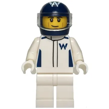 F1 Driver, Williams, White Suit, Dark Blue Helmet