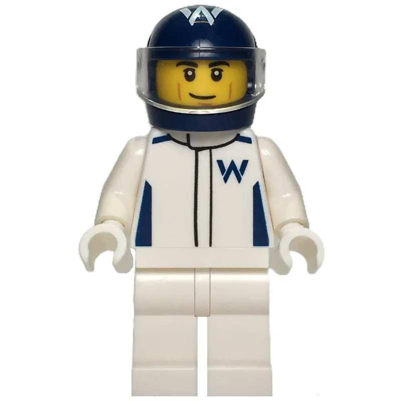 F1 Driver, Williams, White Suit, Dark Blue Helmet