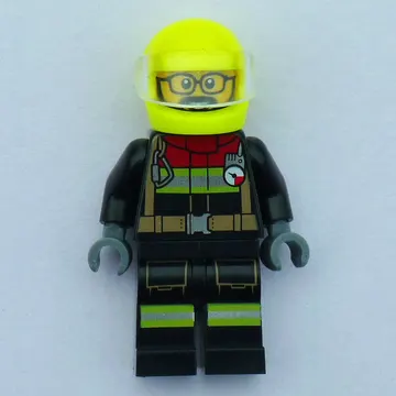 Firefighter, Black Fire Suit, Vibrant Yellow Helmet