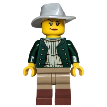 Robber, Dark Green Torso, Dark Tan Legs, Light Bluish Grey Fedora