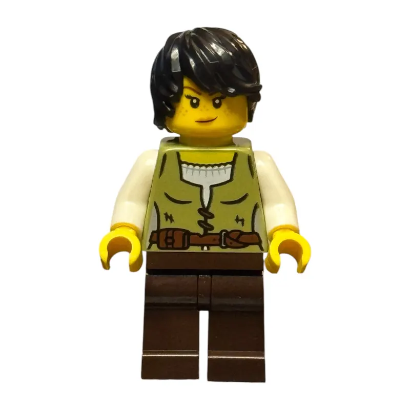 Snake Charmer, Olive Green Torso, Dark Brown Legs, Black Hair