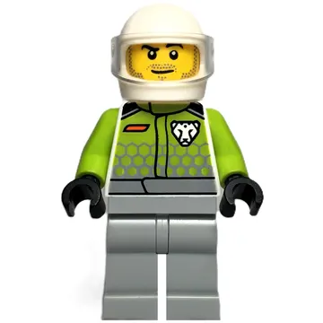 Race Driver, Lime Jacket, Light Bluish Gray Legs, White Helmet