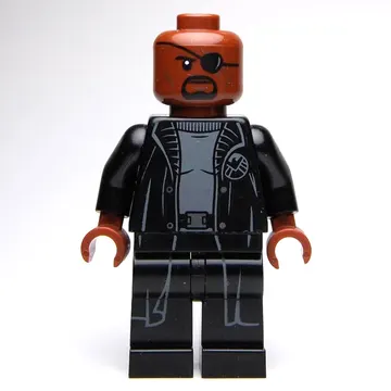 Nick Fury in Long Black Coat Over Gray Sweater, No Line on Hips