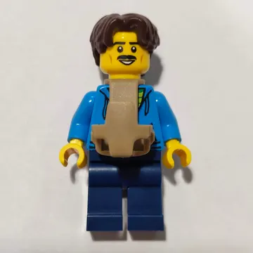 Dad, Dark Azure Torso, Dark Blue Legs, Dark Brown Hair, Baby Carrier