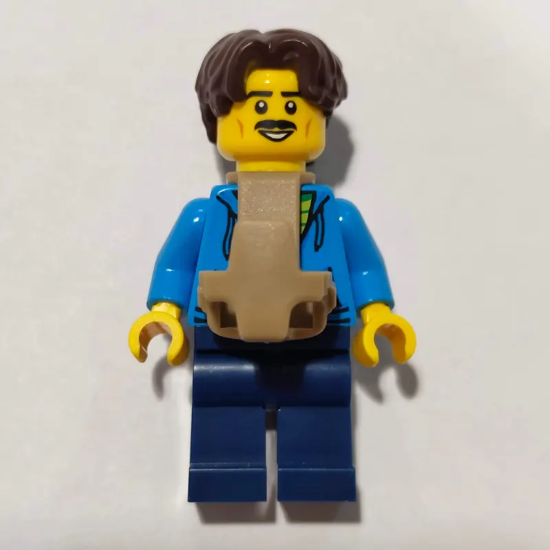 Dad, Dark Azure Torso, Dark Blue Legs, Dark Brown Hair, Baby Carrier