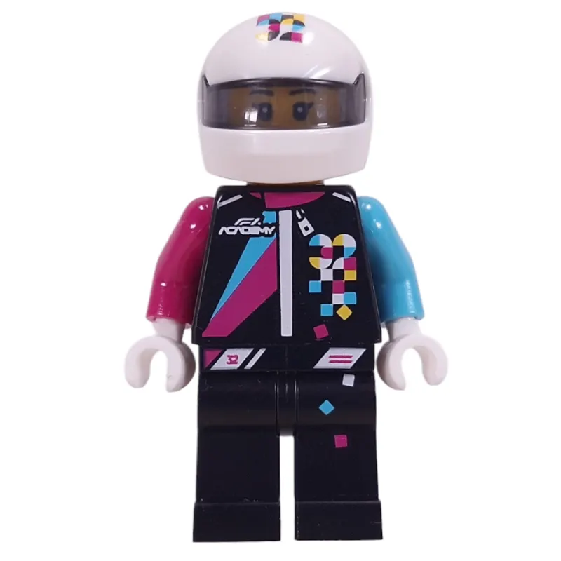 F1 ACADEMY Driver, Black Suit, White Helmet