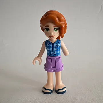 Autumn, Blue Plaid Shirt, Medium Lavender Shorts