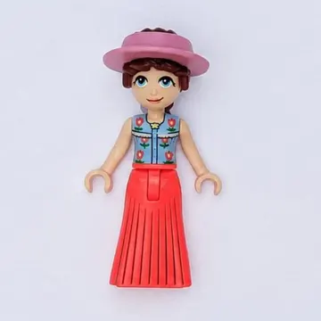 Paisley, Bright Light Blue Top, Coral Dress, Visor