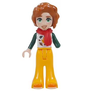 Autumn, White Torso, Bright Light Orange Pants, Red Scarf