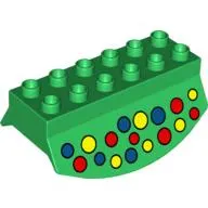 Duplo Brick 2 x 6 Lower Flap Extensions with Yellow/Red/Blue Dots Print