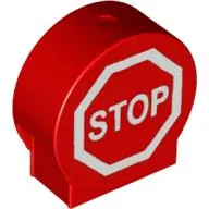 Duplo Brick 1 x 3 x 2 Round Top with 'STOP' in Octagon Road Sign Print