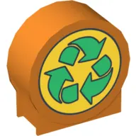 Duplo Brick 1 x 3 x 2 Round Top with Recycling Arrows Print