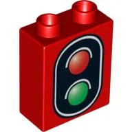 Duplo Brick 1 x 2 x 2 with No Bottom Tube, Traffic Signal Double Print