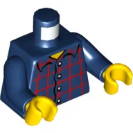 Torso Plaid Shirt with Buttons / '2011 The LEGO Store San Diego, CA' Back Print, Dark Blue Arms, Yellow Hands