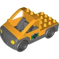 Duplo Truck Pickup Flatbed with Dark Bluish Gray Base with Tire and Tools Print