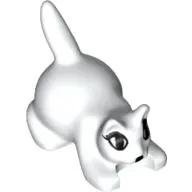 Animal, Cat, Kitten Crouching with Black Eyes, Eyelashes, and Nose Print