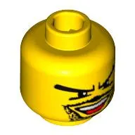 Minifig Head Soccer Goalie, Moustache Open Mouth, Goatee, V Brow Eyes Print