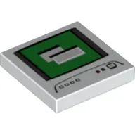 Tile 2 x 2 with Computer Monitor, Dark Bluish Gray Power Switch Icon Print