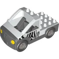Duplo Truck Pickup Flatbed with Dark Bluish Gray Base with Zebra Stripes Print
