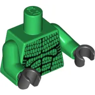 Torso Muscles Outline with Scales Print, Green Arms, Black Hands