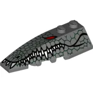 Brick Wedged, Curved 6 x 2 Left with Reptile Skin, Red Eye, White Teeth Print