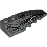 Brick Wedged, Curved 6 x 2 Right with Reptile Skin, Red Eye, White Teeth Print
