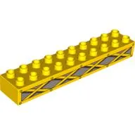 Duplo Brick 2 x 10 with Yellow Girders on Light Bluish Gray Print