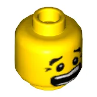 Minifig Head, Eyebrows, Crows Feet, Open Mouth Scared / Mischievous