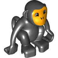 Duplo Animal Monkey with Curly Tail, Bright Light Orange Face Print