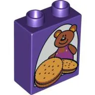 Duplo Brick 1 x 2 x 2 with Teddy Bear & Cookies (Biscuits) Print
