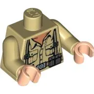 Torso Shirt, Open Collar, Ammo Belt & Suspenders Print, Tan Arms, Light Nougat Hands