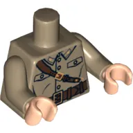 Torso Uniform with Four Buttons, Belt and Shoulder Strap Print, Dark Tan Arms, Light Nougat Hands