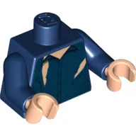 Torso Cardigan Ripped with White Undershirt Print, Dark Blue Arms, Light Nougat Hands