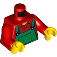 Torso Green Overalls, Blue Check Shirt with Back Print, Red Arms, Yellow Hands