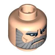 Minifig Head Count Dooku, Beard Gray with Gray Eyebrows, Downturned Mouth, Deeply Furrowed Brow