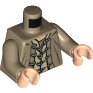 Torso Jacket and Shirt with Buttons and Loops Print, Dark Tan Arms, Light Nougat Hands