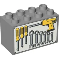 Duplo Brick 2 x 4 x 2 with Tools on Light Gray Background Print