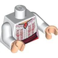 Torso Blouse with Red and Pink Embroidery Print, White Arms, Light Nougat Hands