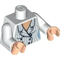 Torso Suit Jacket with Blue Pinstripes Print, White Arms, Light Nougat Hands