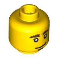 Minifig Head Knight / Space Police Officer, Bushy Eyebrows and Goatee, Smile / Worried Print