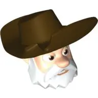 Minifig Head Special with Dark Brown Hat and White Beard (Stinky Pete)