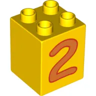 Duplo Brick 2 x 2 x 2 with Orange No. 2 Print