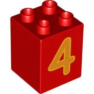 Duplo Brick 2 x 2 x 2 with Orange No. 4 Print