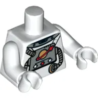 Torso Spacesuit with Space Logo and Tubes Print, White Arms and Hands