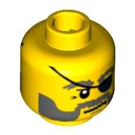Minifig Head Diver, Eyepatch and Gray Beard Closed Mouth / Open Mouth Scared Print
