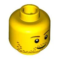 Minifig Head Lance Spears / Knight, Stubble Smile / Crinkled Mouth and Inverted Eyebrows Print