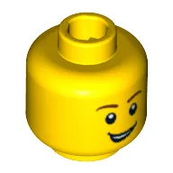 Minifig Head Knight, Brown Eyebrows, Open Lopsided Grin, White Pupils Print