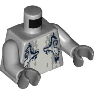 Torso Shark Chest with Yellow Green and Dark Blue Markings Print, Light Bluish Gray Arms, Dark Bluish Gray Hands