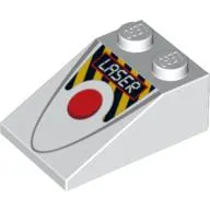Brick Sloped 33° 3 x 2 with Red Circle, Danger Stripes and 'LASER' Print